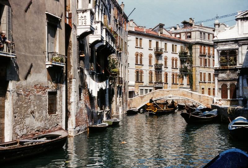 Northerly view from bridge on Salizzada dei Greci, along Rio de la Pleta, Venice, 1950s