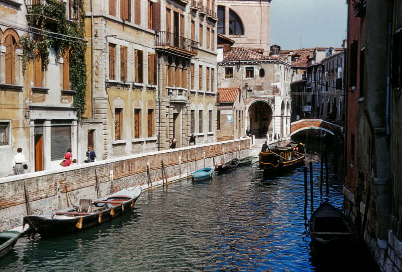 Northerly view from Ponte de la Comenda along Rio di S. Antonin, Venice, 1950s