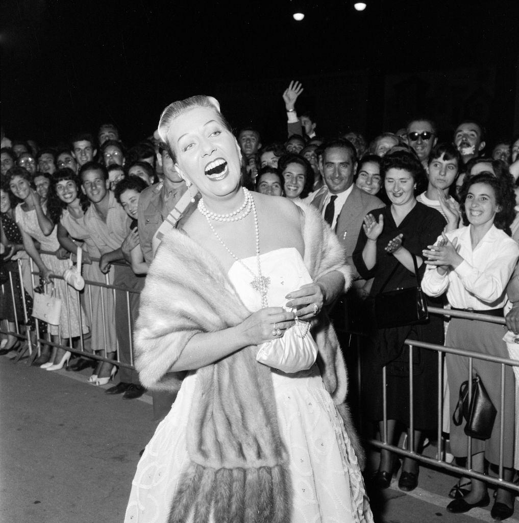 Italian actress Wanda Osiris, at 1956 Venice Film Festival.