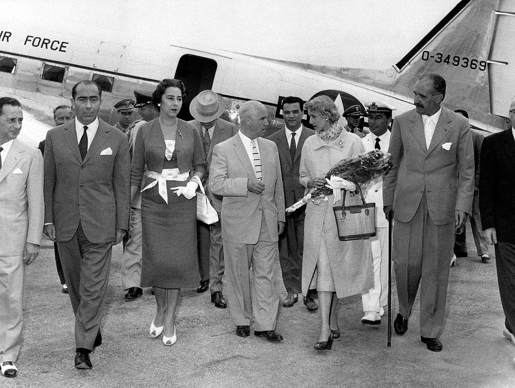 American ambassadress in Italy Clare Boothe Luce welcomed at the airport. She's in the city for the Venice International Film Festival closing ceremony.