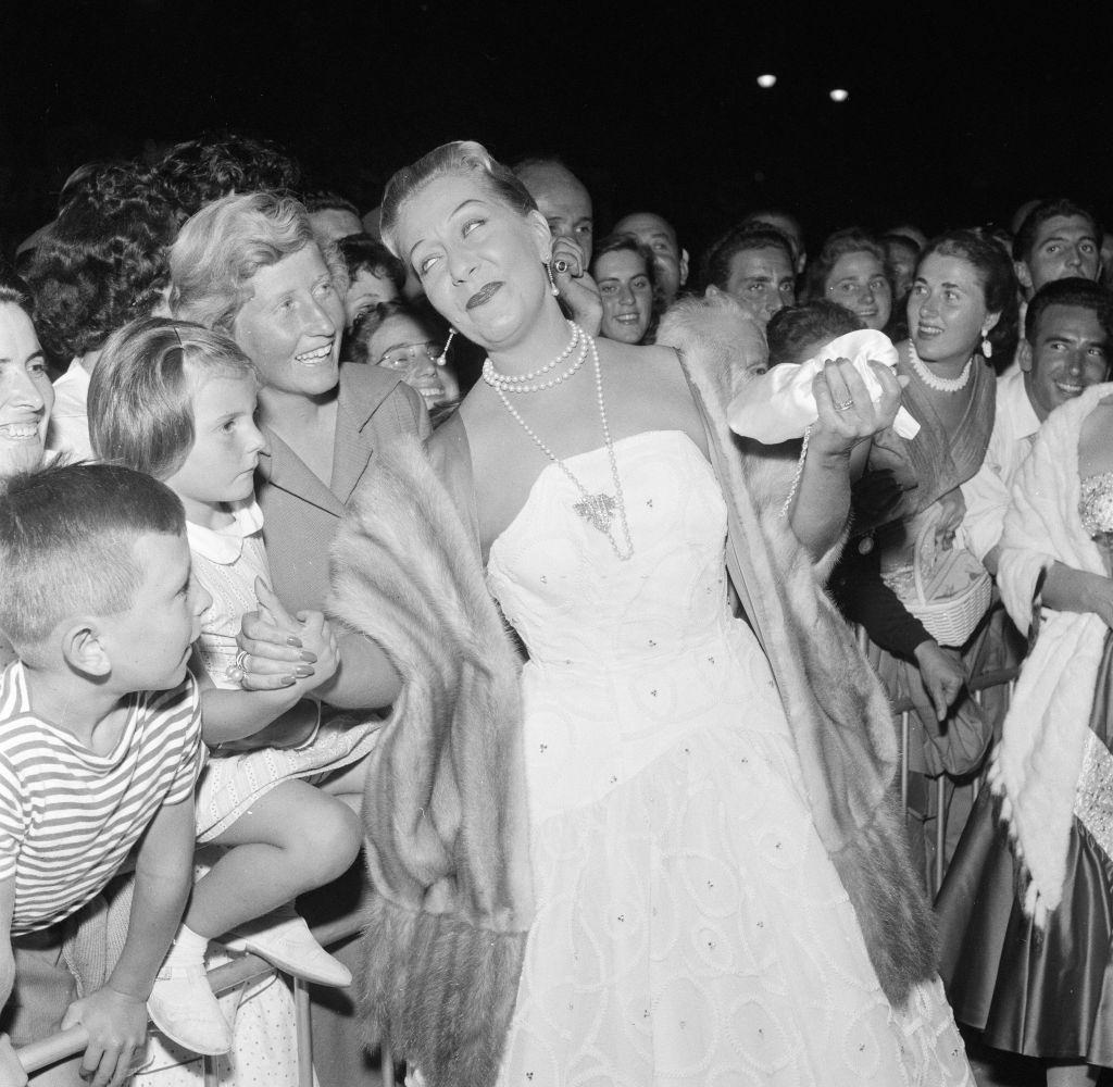 Italian actress Wanda Osiris, 1956 Venice Film Festival, Italy