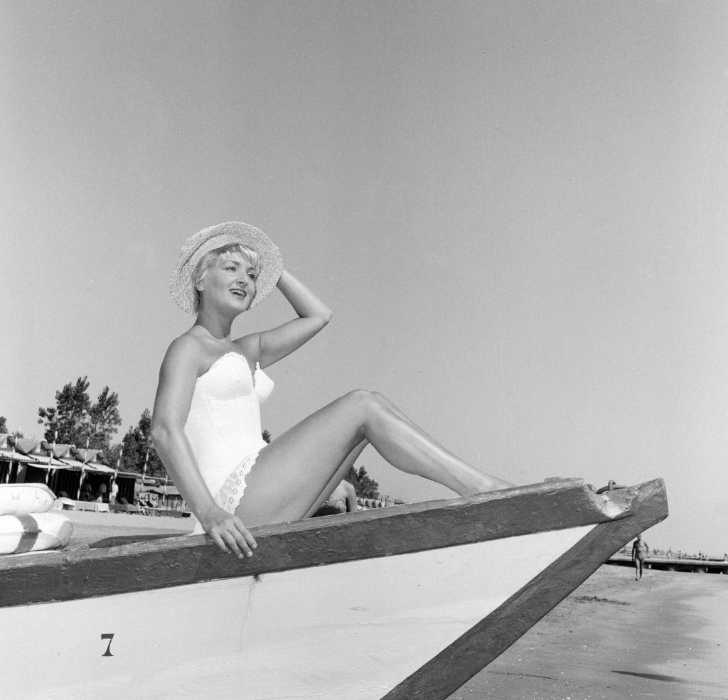 Italian actress and singer Elena Giusti at 1956 Venice Film Festival.