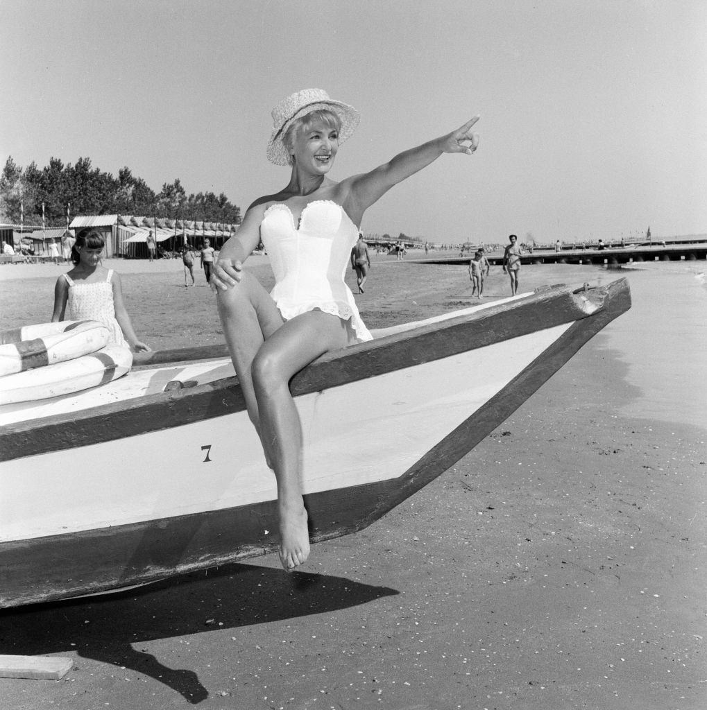 Italian actress and singer Elena Giusti at 1956 Venice Film Festival.