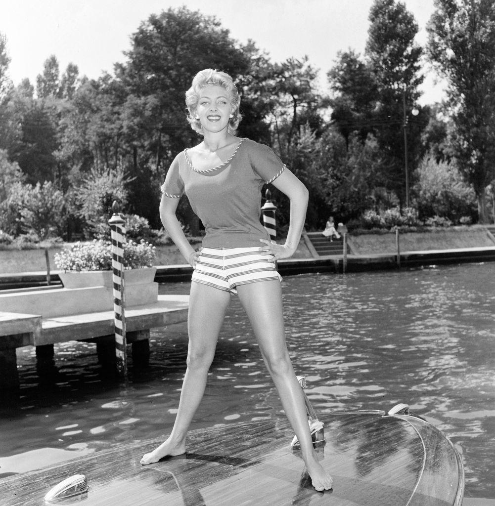 American actress and fashion model Anne Neyland at 1956 Venice Film Festival.