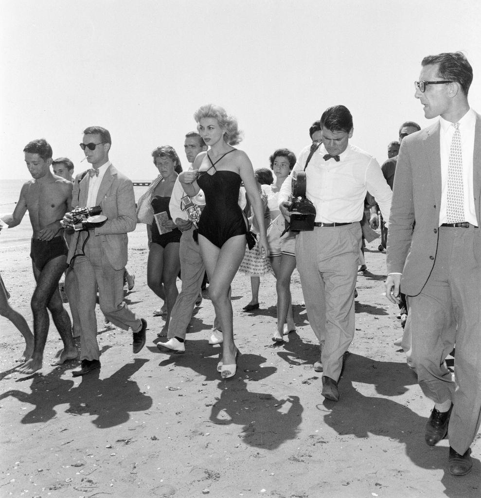 Italian actress Sandra Milo at 1956 Venice Film Festival.