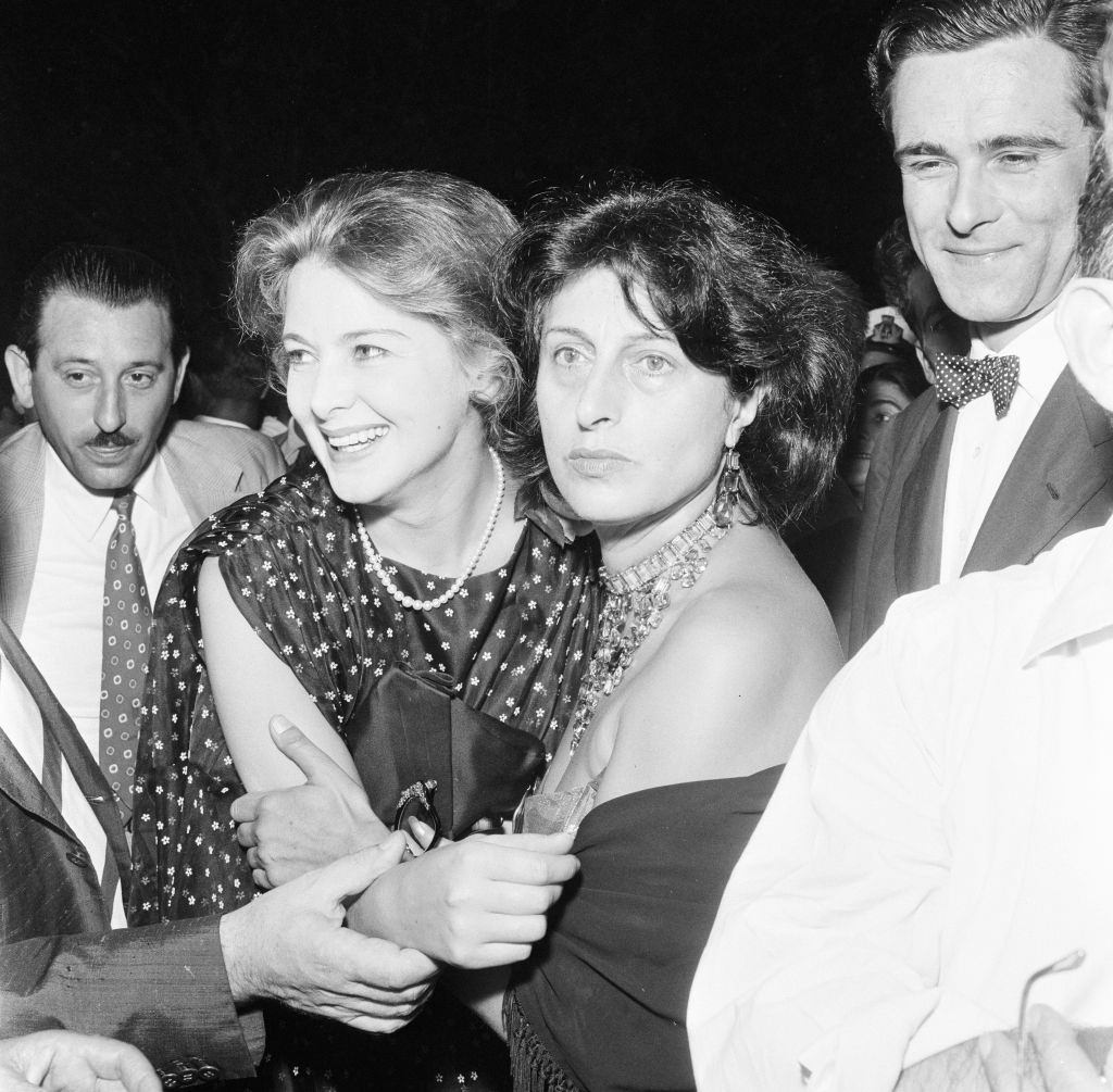 Oscar winning Italian actress Anna Magnani at her cocktail party, held at the Golf Club Lido di Venezia.