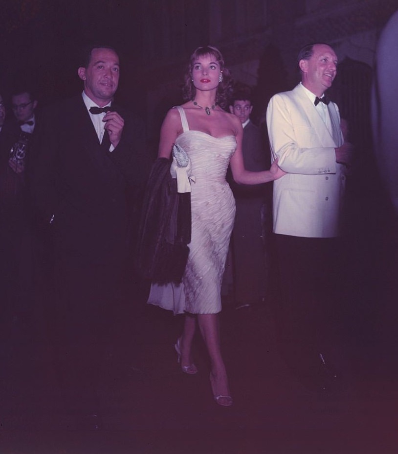 Actress Gina Lollobrigida and Italian actress arriving at International Film Festival at Venice, Italy.