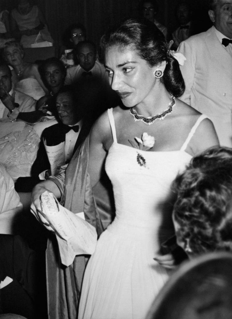 Maria Meneghini Callas, Italian Opera singer, arriving at International Film Festival in Venice, Italy.
