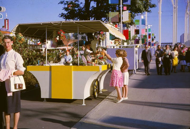 Buying flowers at the 1962 Seattle World's Fair