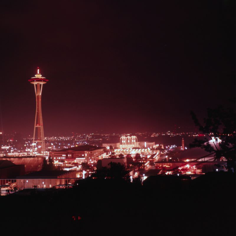 The fair at night at the 1962 Seattle World's Fair