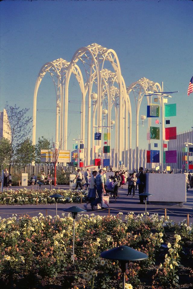 The Science Pavilion arches during the 1962 World's Fair in Seattle, Washington