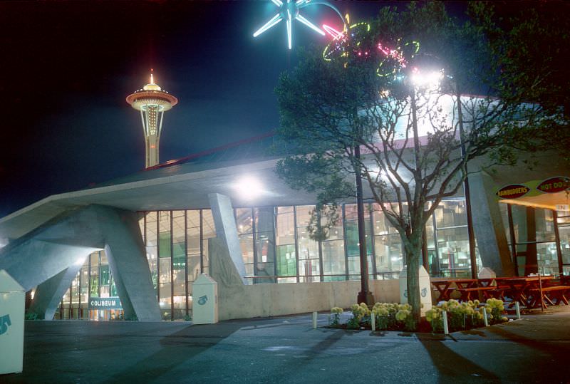 Coliseum 21 and the Space Needle at the 1962 Seattle World's Fair