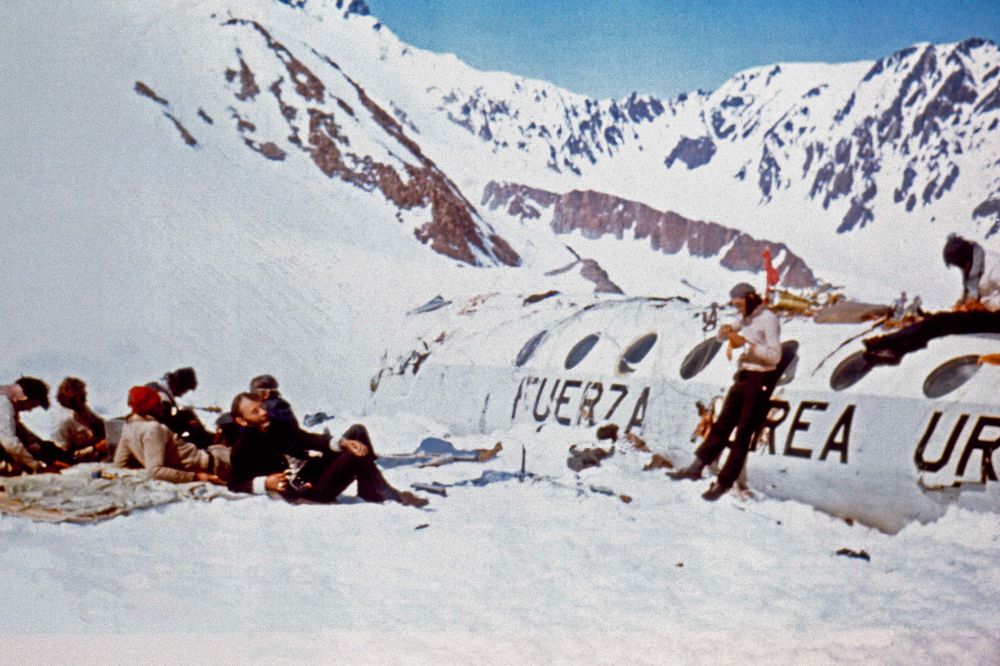 Survivors of Flight 571 outside of the plane.