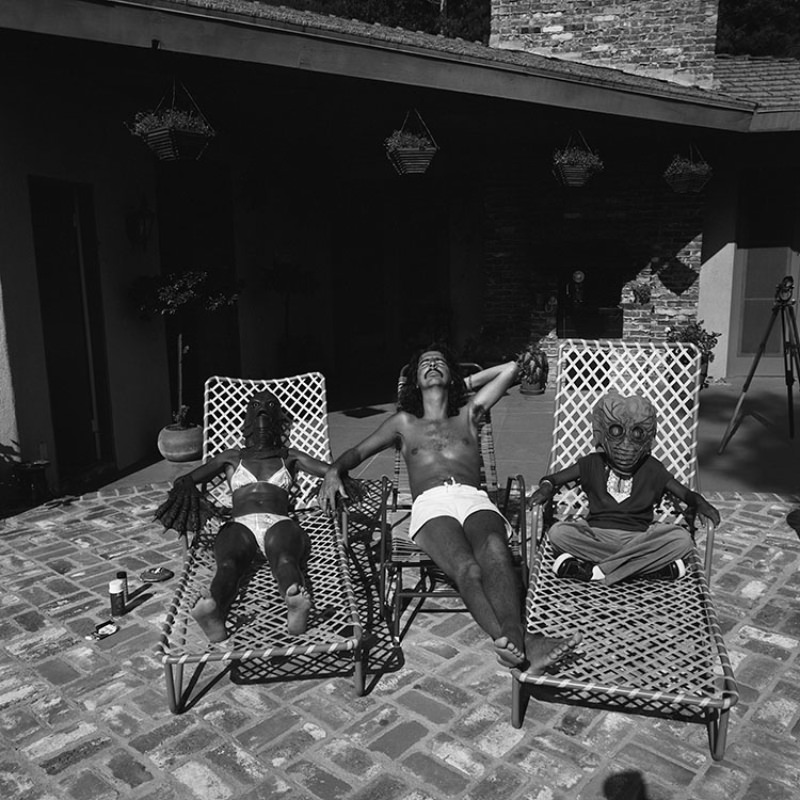 Alice Cooper Having Fun at the Pool with his Family in Los Angeles, 1975