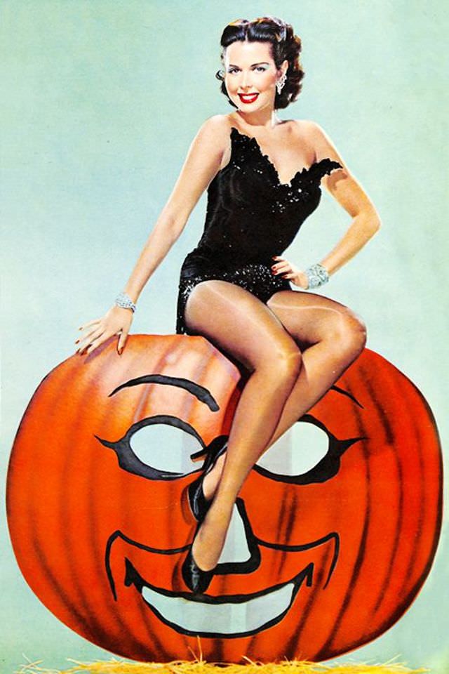 Beautiful Pinup Photos of Ann Miller with Halloween Themes from the Early 1950s