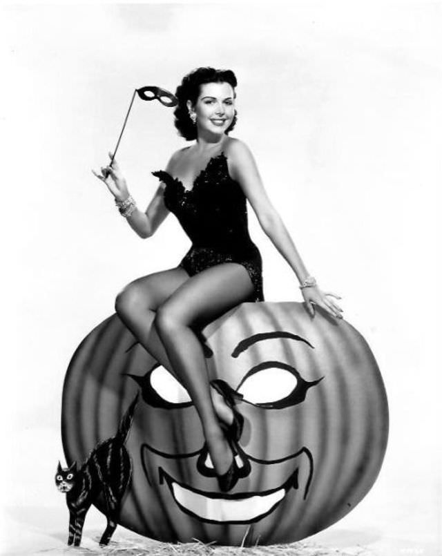 Beautiful Pinup Photos of Ann Miller with Halloween Themes from the Early 1950s