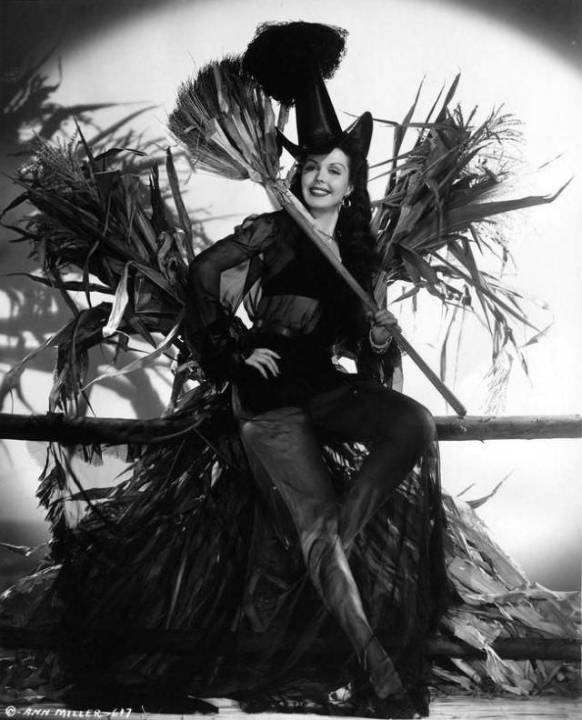 Beautiful Pinup Photos of Ann Miller with Halloween Themes from the Early 1950s