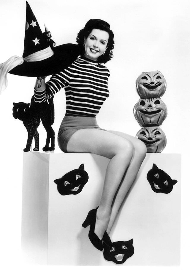 Beautiful Pinup Photos of Ann Miller with Halloween Themes from the Early 1950s