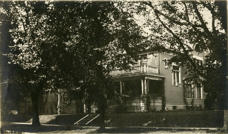 Bertha took this image during the warmer months, as a good portion of the Shambaugh House is partially hidden by trees, circa 1905-1910