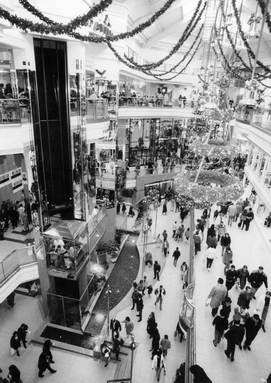 Shoppers at the Pavillion Centre 28th November 1987.