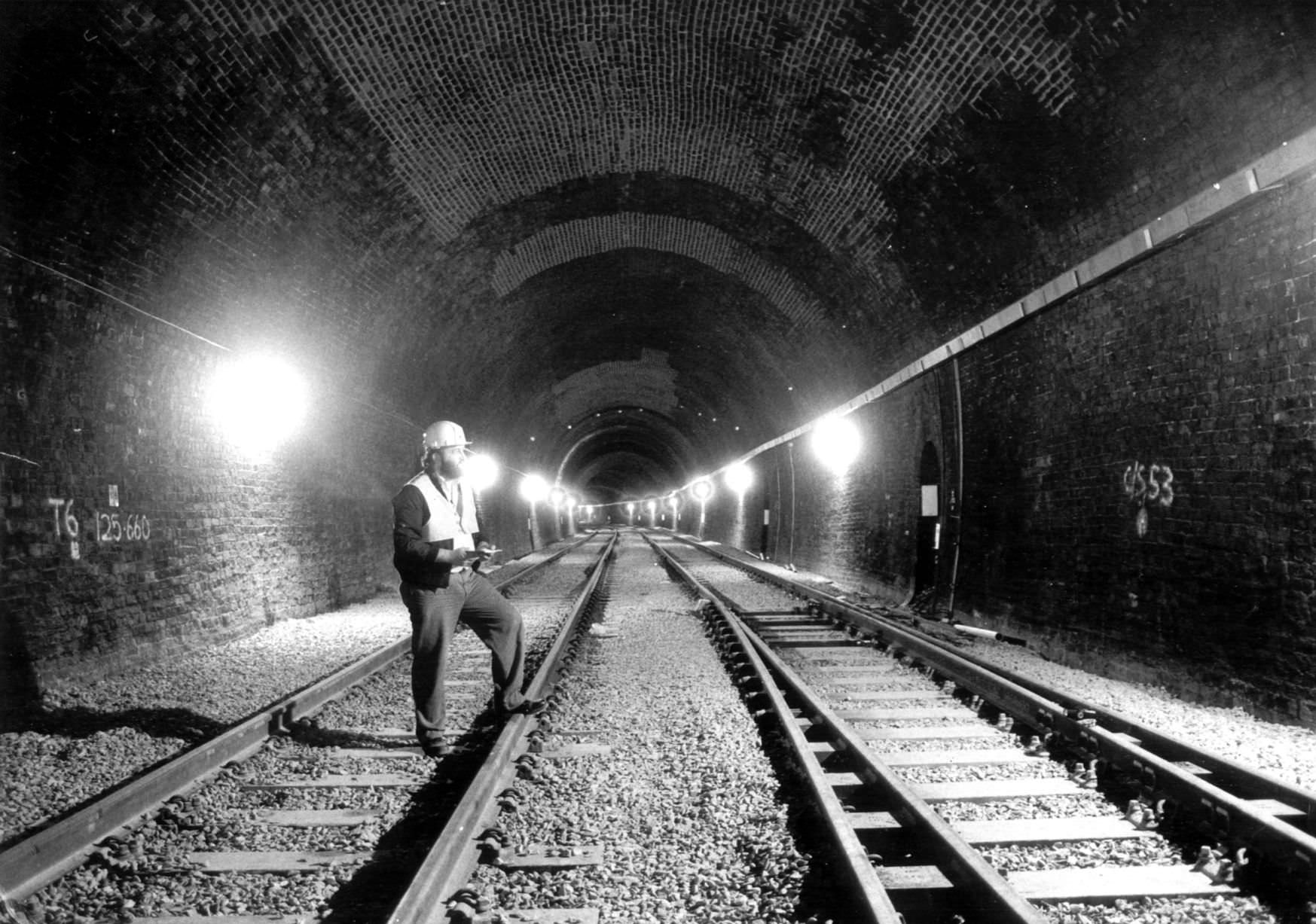 Completed trackwork inside Snow Hill Tunnel as pictured on 13th August 1987 ready for the re-opening of rail services from Birmingham to Stratford