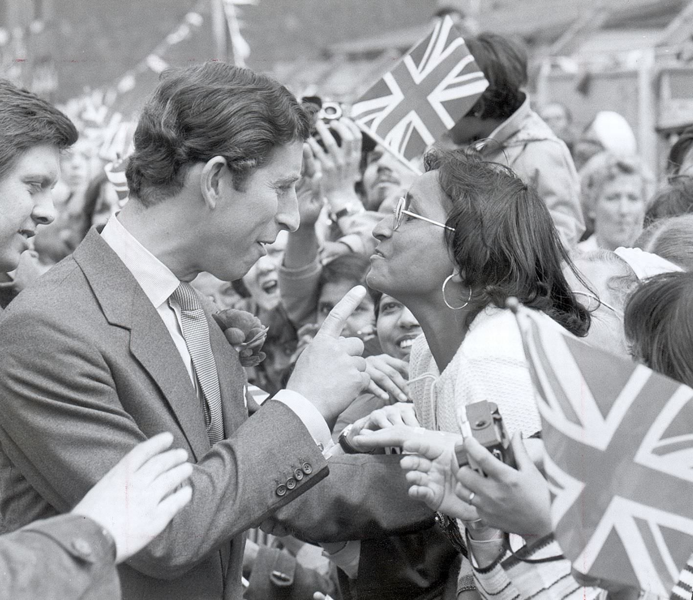 Prince Charles on a visit to Balsall Heath 1980,