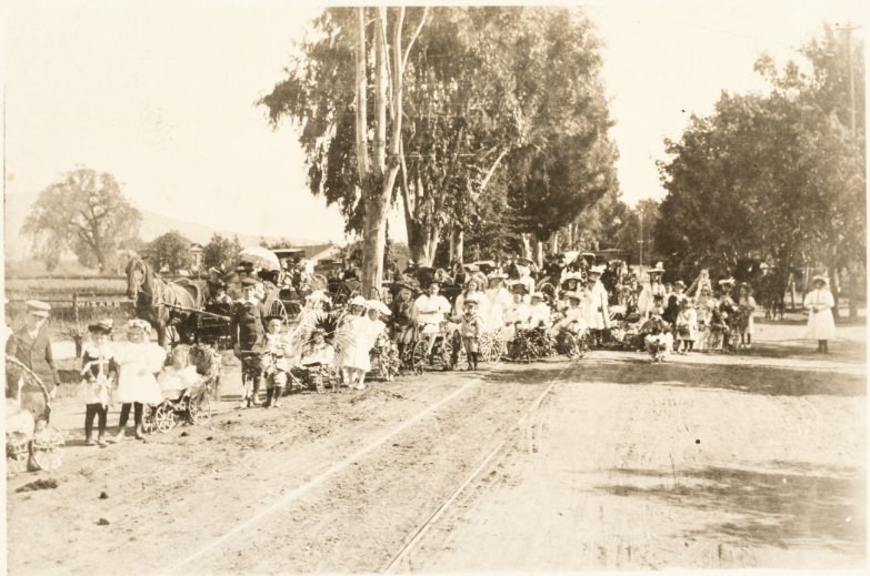 Unidentified group of children on parade 1890