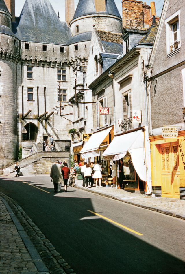 View from Rue Gambatta of Château de Langeais, Langeais, Loire Valley, 1958