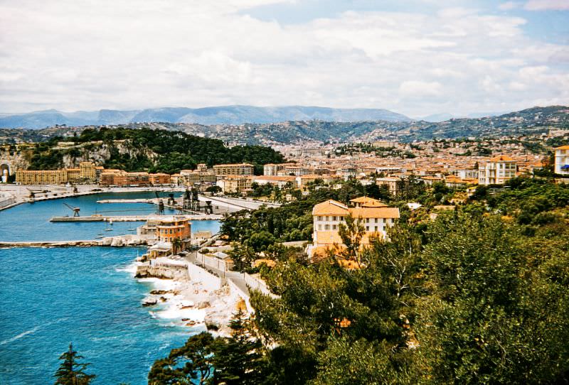 View from around 142-154 Boulevard Carnot, Mont Boron of Port Lympia, Marseille, 1956