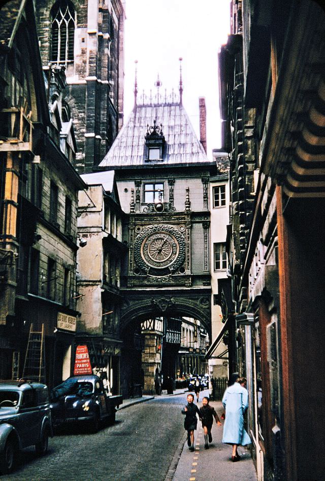 On Gros Horloge (Big Clock) Street, France, 1956