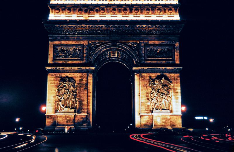 L'Arc de Triomphe at night, Paris, 1956