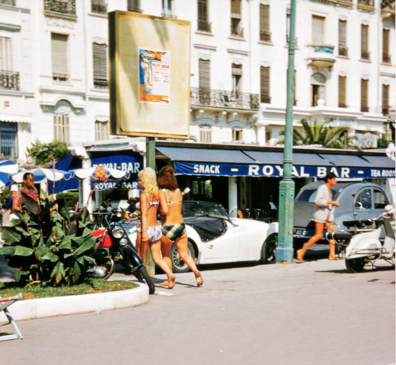 Possibly taken near the Plage Royale. The buildings in the background may have been demolished, Cannes, 1958