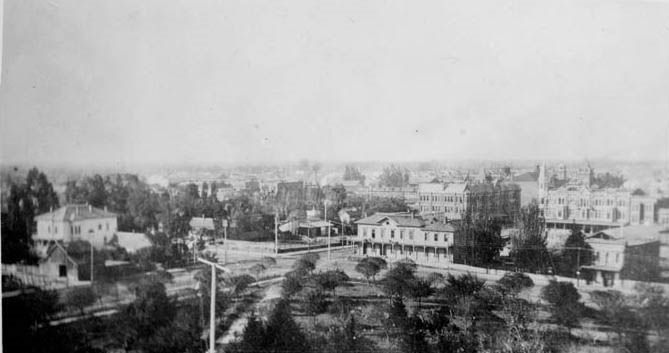 K and Tulare streets from Court House Fresno California.