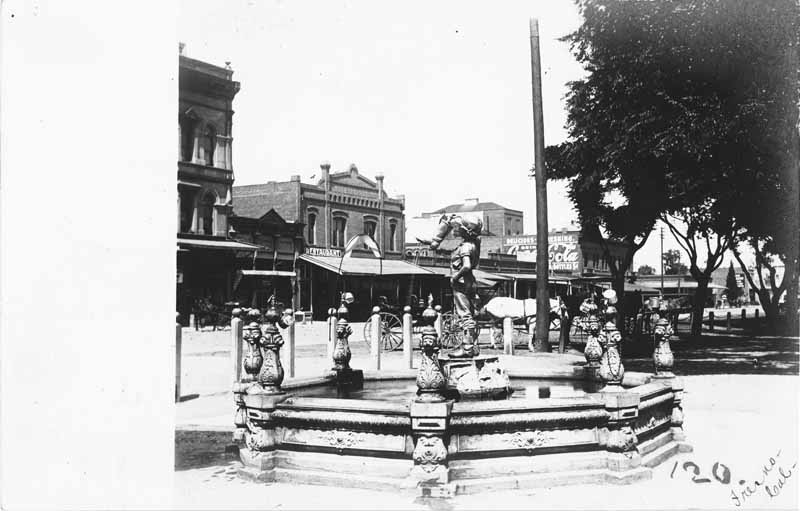 Boy with the Leaking Boot Fountain Fresno California, 1890