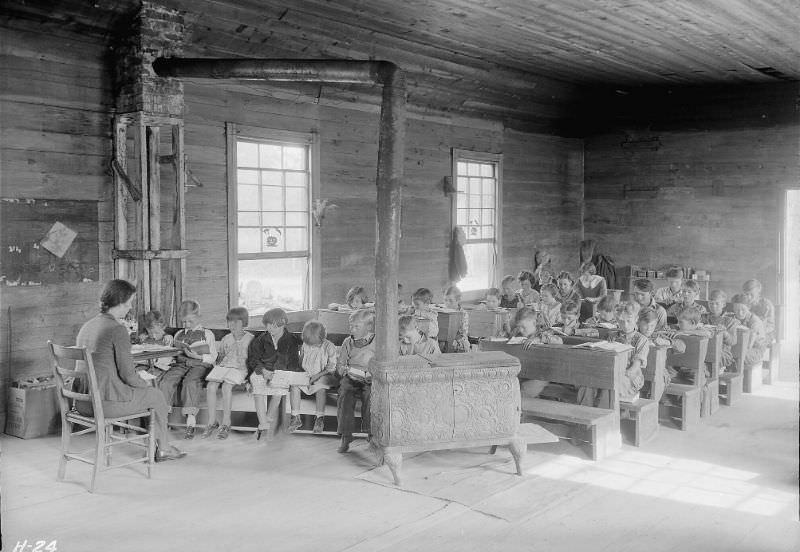 Interior view of Oakdale School near Loyston, Tennessee.