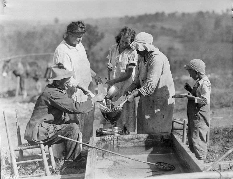 Straining the sorghum on the farm of J. W. Stooksberry, Anderson County, Tennessee.