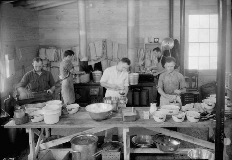 Temporary kitchen serving cafeteria at Norris townsite, Tennessee, November 1933