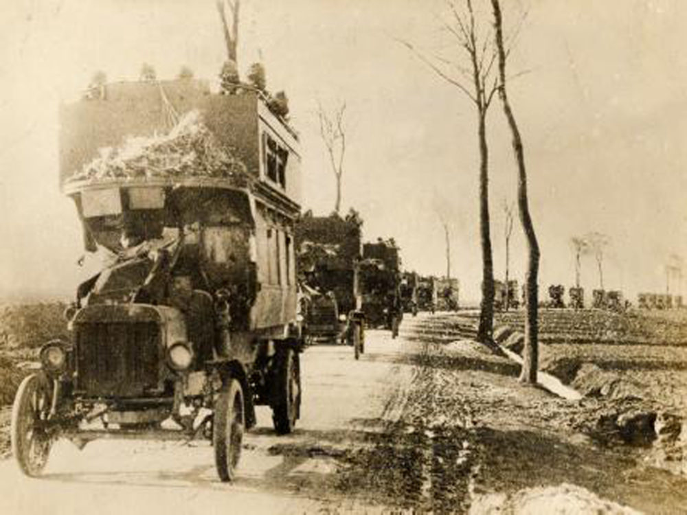 London Buses that Were Used to Transport British Soldiers to the Western Front During WWI