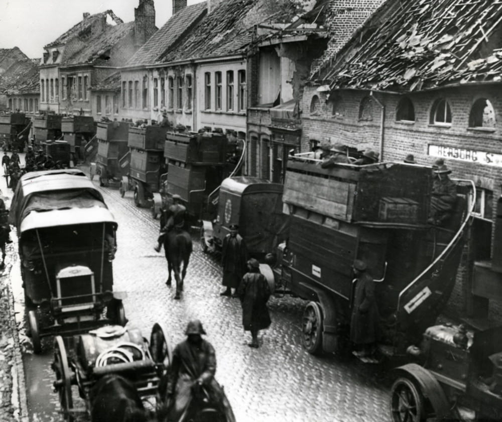 London Buses that Were Used to Transport British Soldiers to the Western Front During WWI