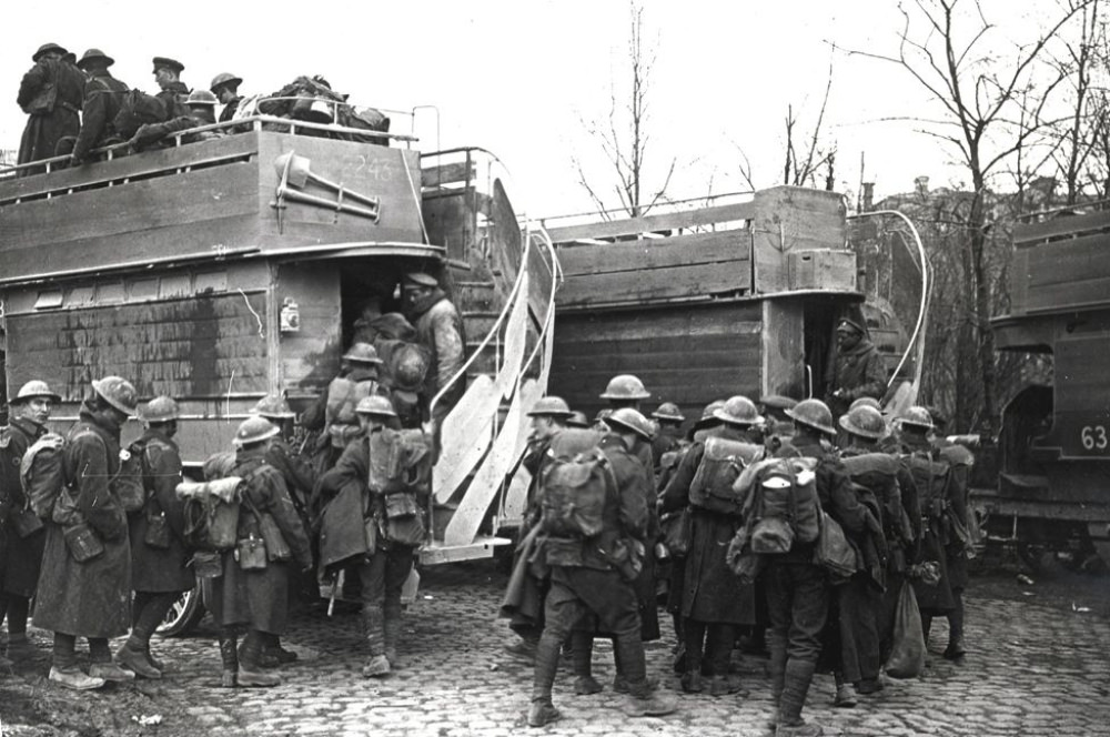 London Buses that Were Used to Transport British Soldiers to the Western Front During WWI