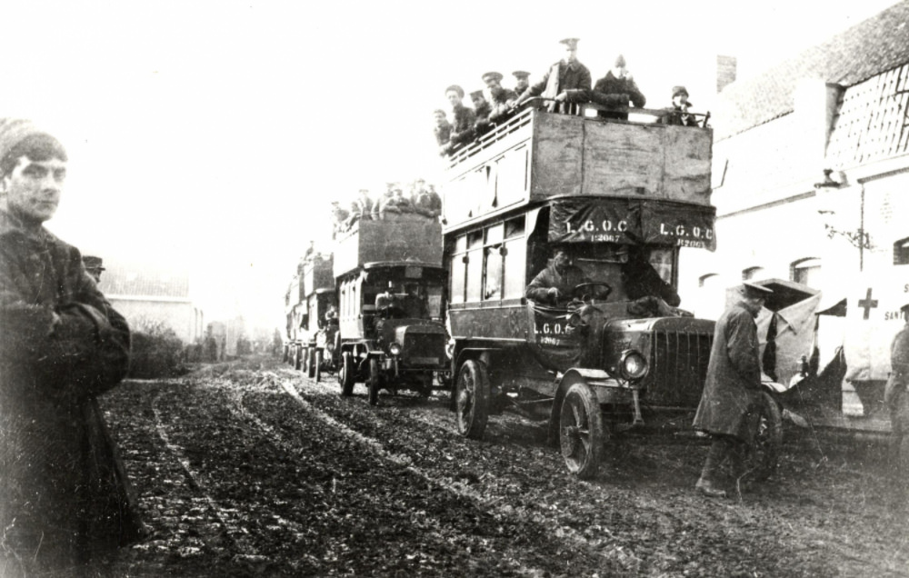 London Buses that Were Used to Transport British Soldiers to the Western Front During WWI