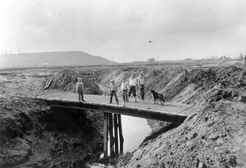 Temporary Bridge Over Peat Fire, 1923