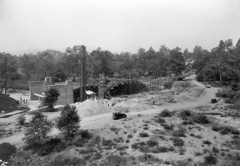 Construction under Universal City Bridge for Carl Laemmle's Universal City Pictures on the former Taylor Ranch in Lankershim Township.