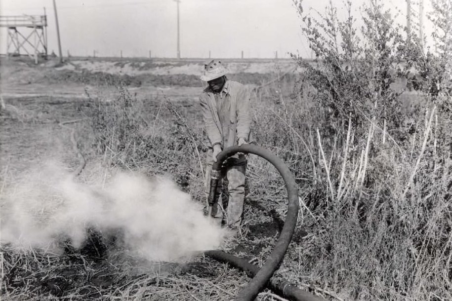 Working Jetting Water at Peat Fire, 1923