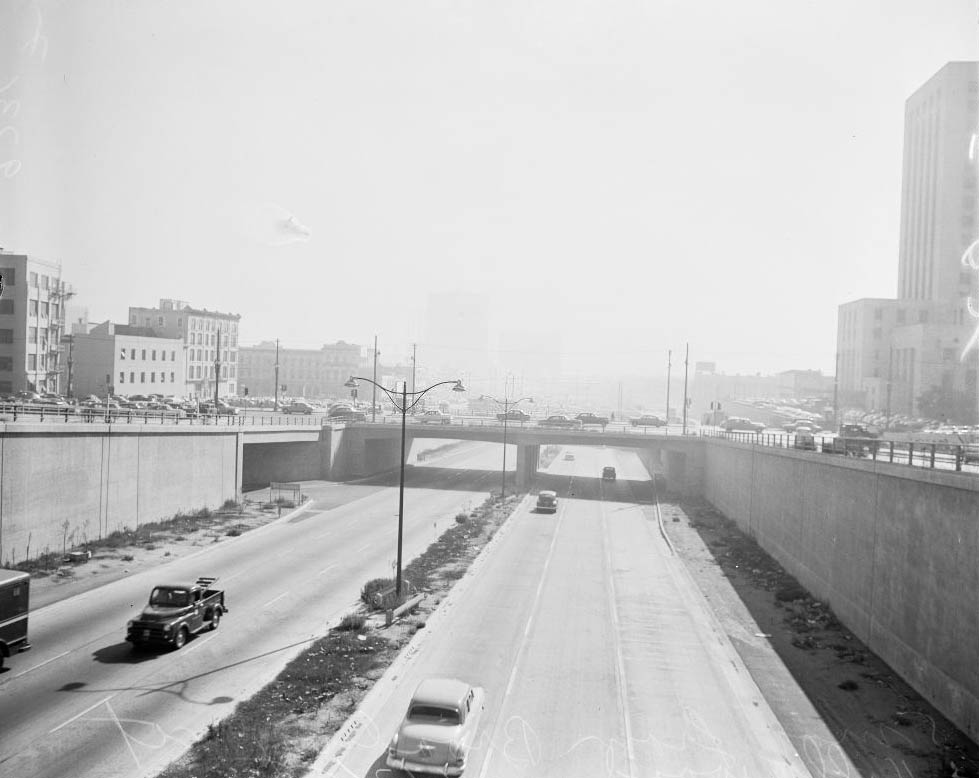 Looking North on Spring from in front of City Hall, 1952