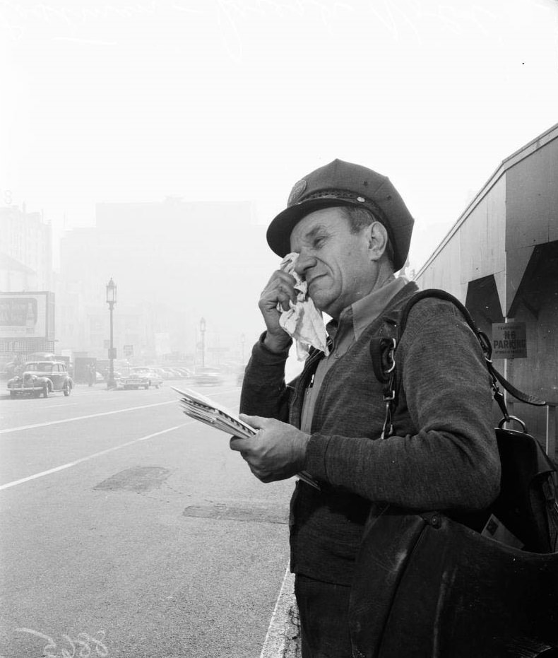 Joseph Nold looking south from Poppy Peak in Pasadena, 1950