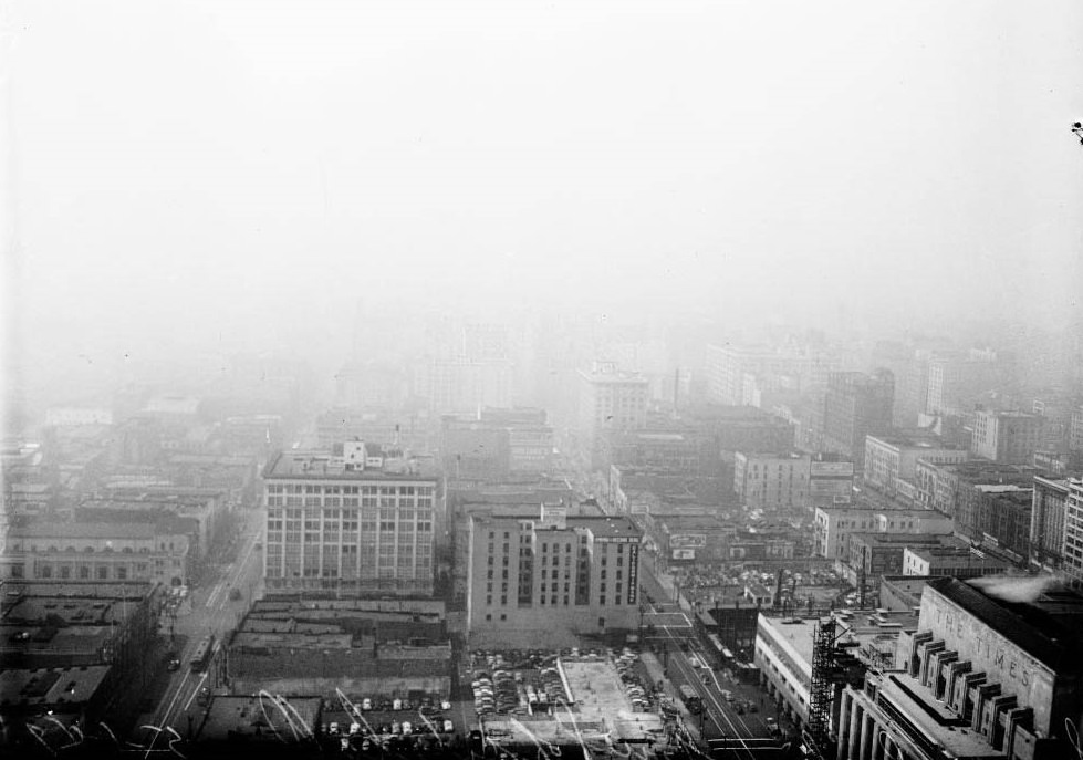 Looking south from City Hall tower, 1947