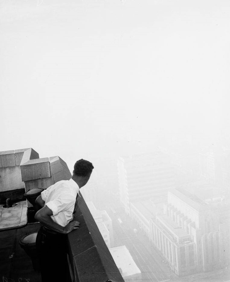 South east of City Hall from 9th floor Hall of Justice, 1949