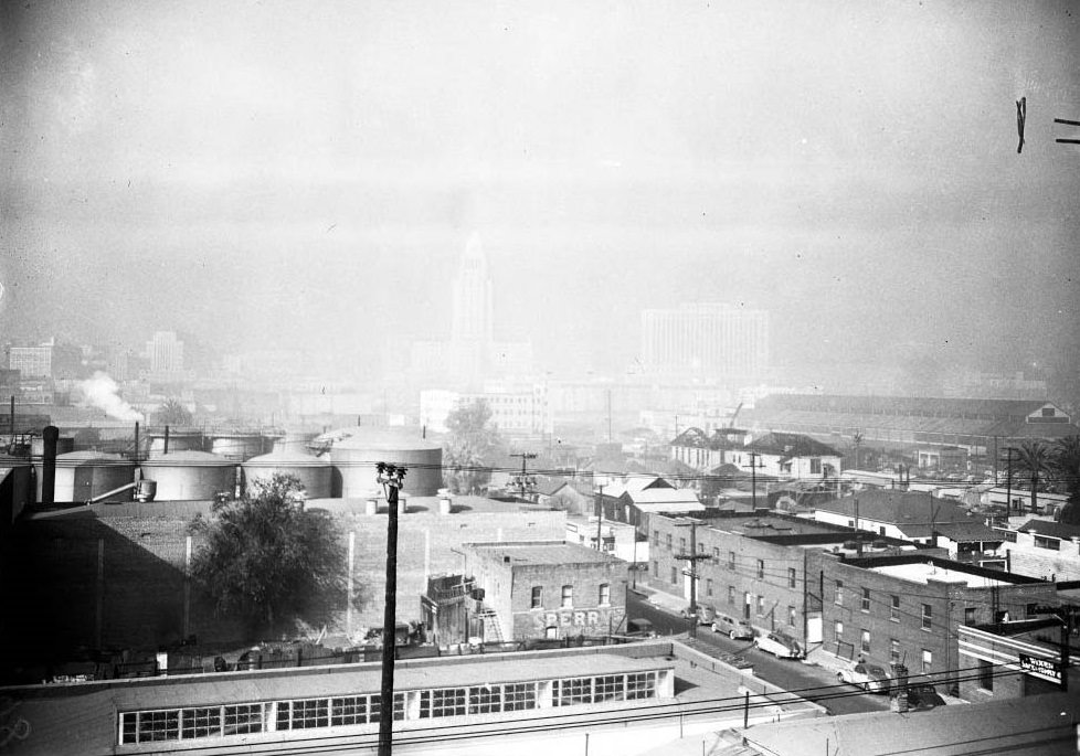 View from Fort Moore Hill (South toward Broadway), 4 January 1949