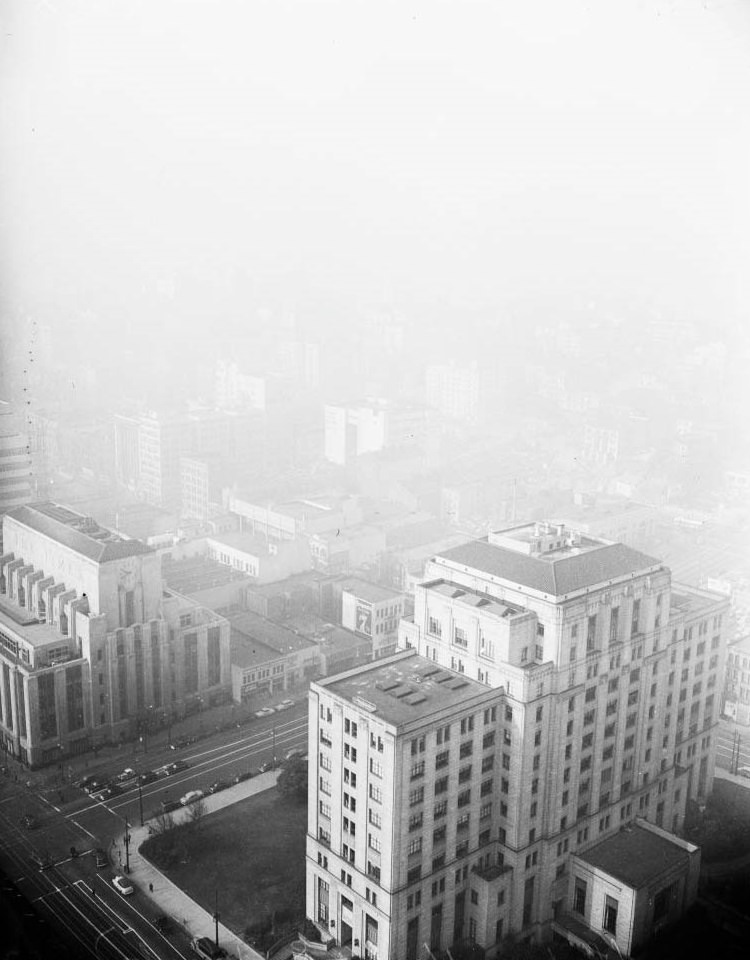 View from 212 North Vignes Street (West toward Civic Center), 1949